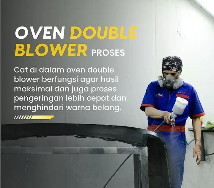 Proses oven painting di ruang pengecatan